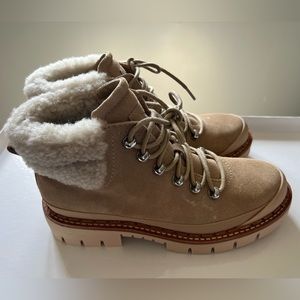 NWT- Marc Fisher Shoes Marc Fisher Cade Genuine Shearling Cuff Lace-Up Boot